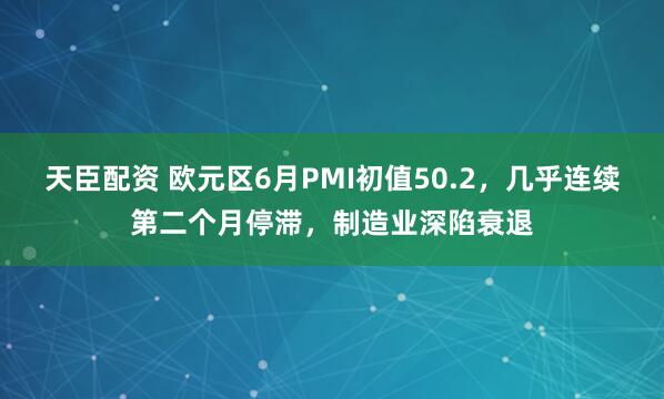 天臣配资 欧元区6月PMI初值50.2，几乎连续第二个月停滞，制造业深陷衰退